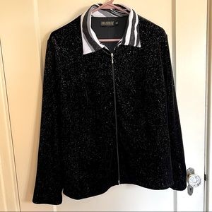 Picadilly Fashions Womens M Black Zip Glitter Jacket